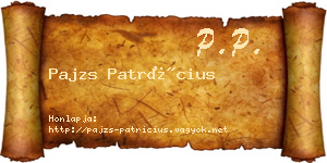 Pajzs Patrícius névjegykártya